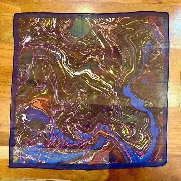 Square Polyester Sheer Head Wrap Neck Neckerchief Shawl Dye Color Pattern 21x21” - Picture 4 of 4